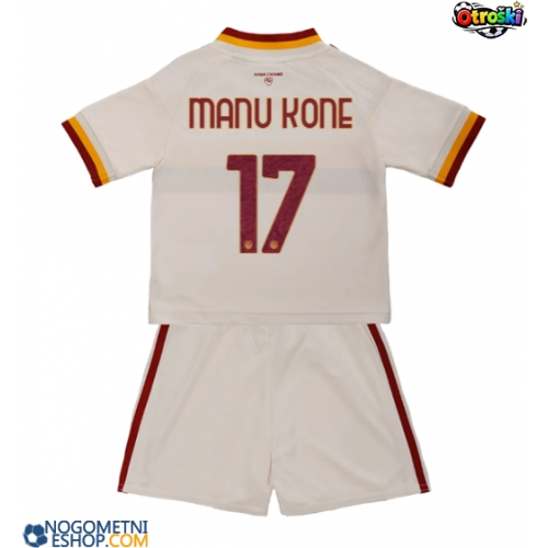 Otroški Nogometni dresi AS Roma Manu Kone #17 Gostujoči 2026-27 Kratek Rokav (+ Kratke hlače)